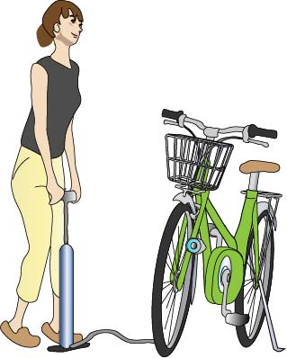蓄圧式は自転車の空気入れのようにあらかじめ30～40回ほどピストンすることで圧力をためます。